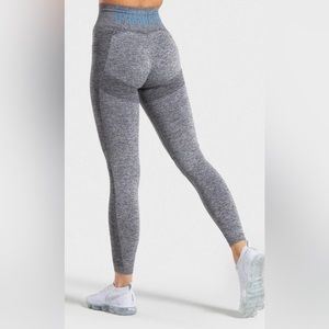 Gymshark Flex Leggings High Waisted Charcoal Marl & Smokey Teal Size Medium EUC